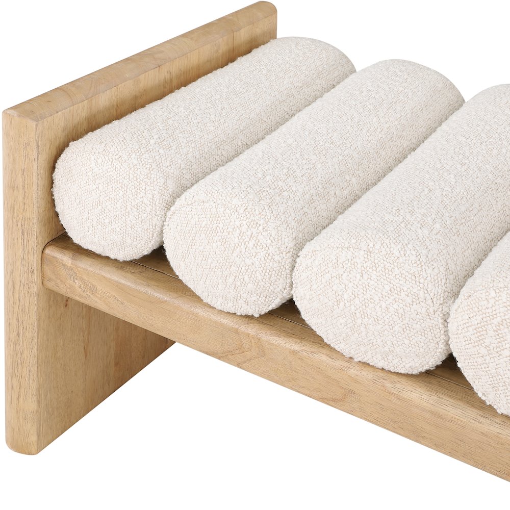 Waverly Cream Boucle Fabric Bench