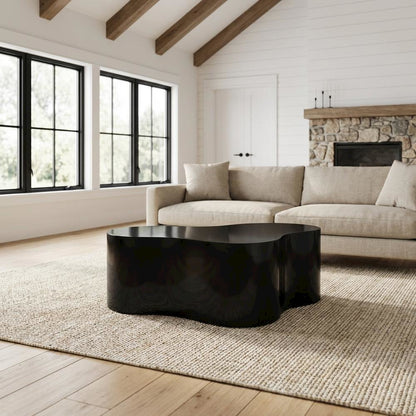 Contemporary Matte Black Coffee Table with Sleek Finish and Sturdy Build