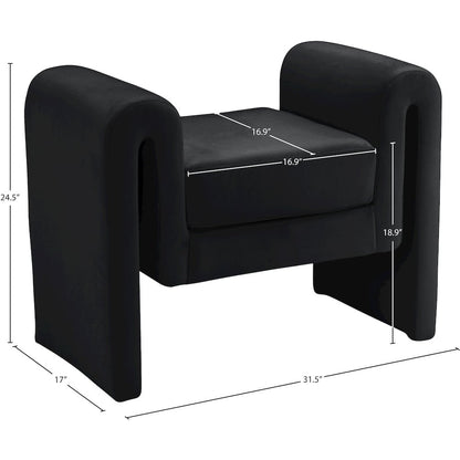 Sloan Black Velvet Bench