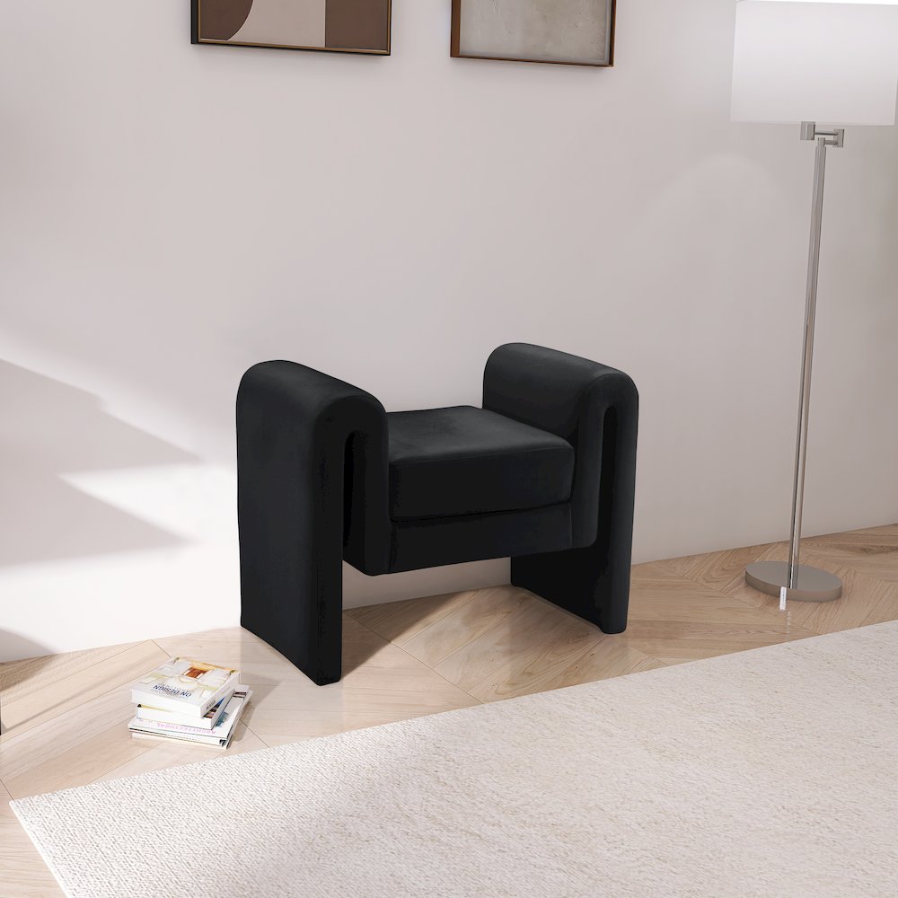 Sloan Black Velvet Bench