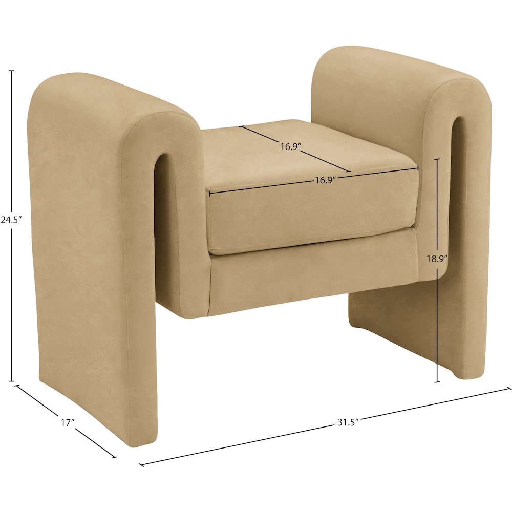 Sloan Camel Velvet Bench
