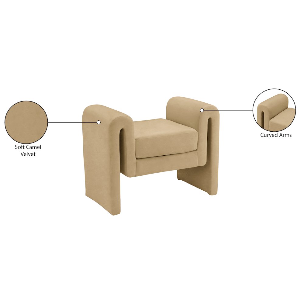 Sloan Camel Velvet Bench
