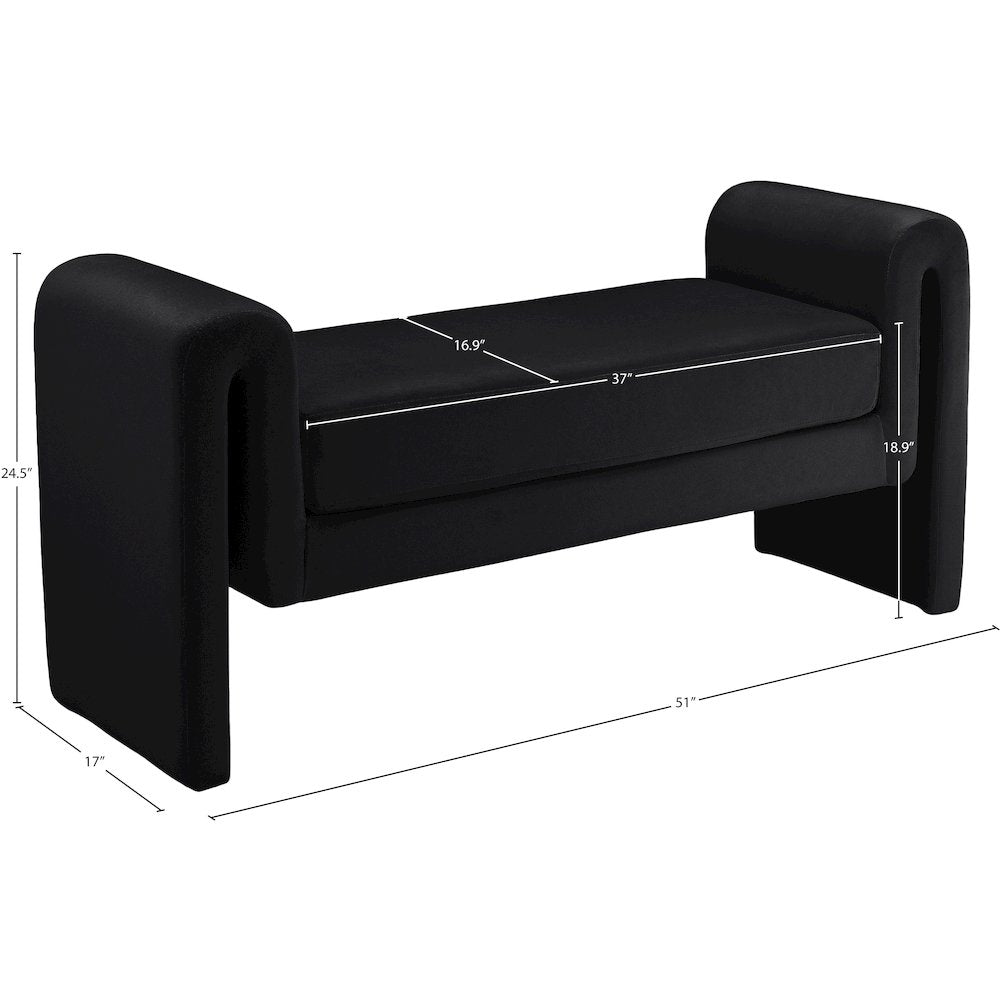 Sloan Black Velvet Bench