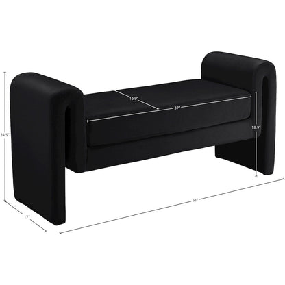 Sloan Black Velvet Bench