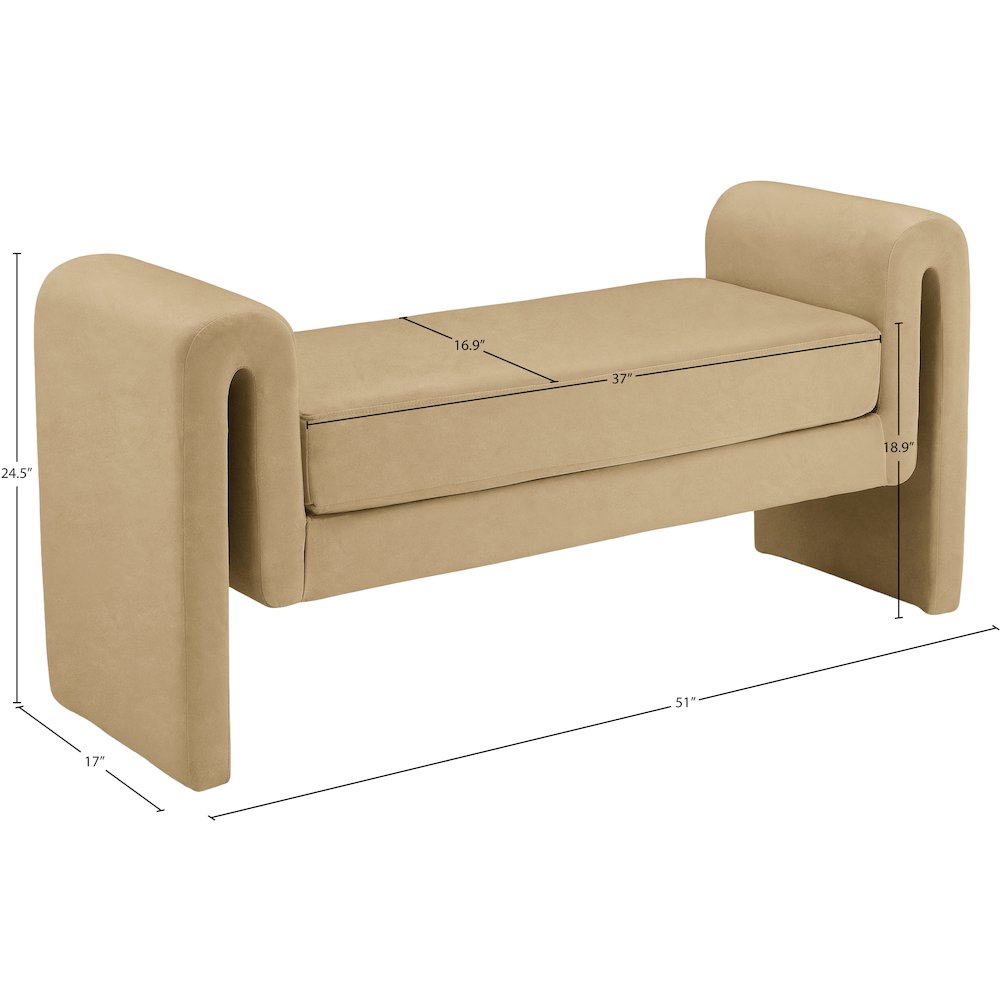 Sloan Camel Velvet Bench