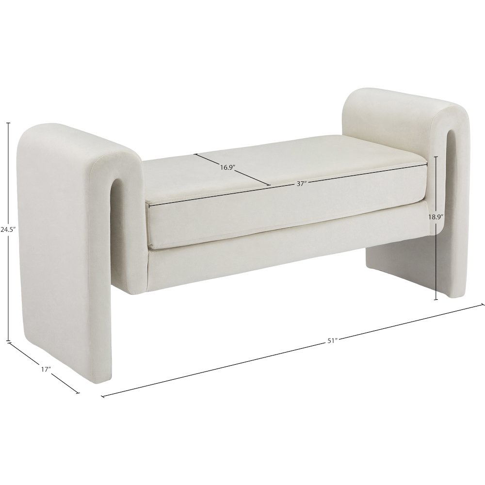 Sloan Cream Velvet Bench