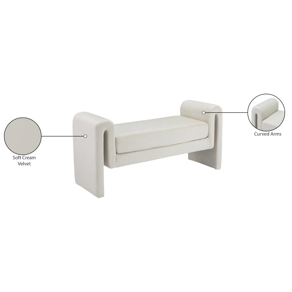 Sloan Cream Velvet Bench