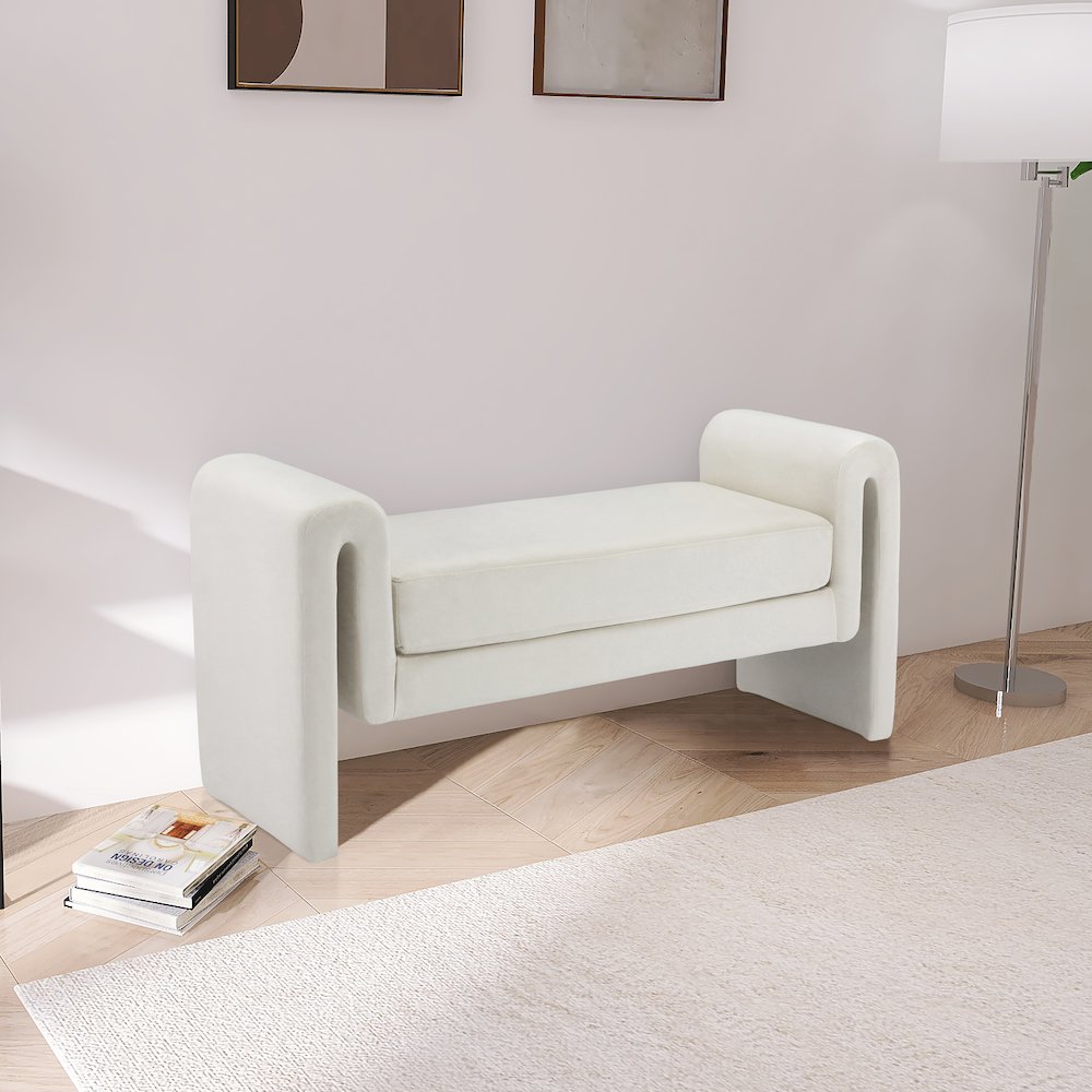 Sloan Cream Velvet Bench