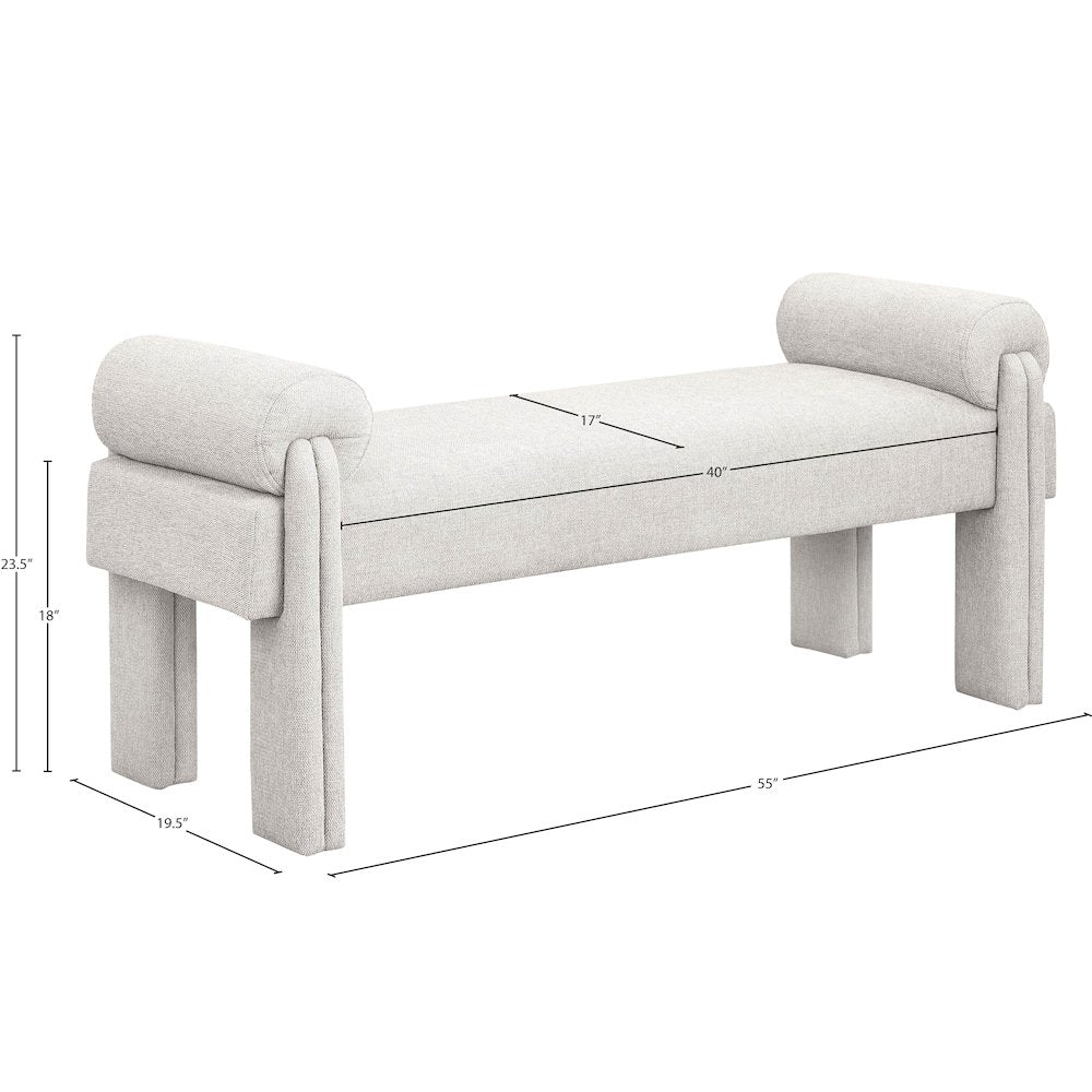 Stefano Beige Polyester Fabric Bench