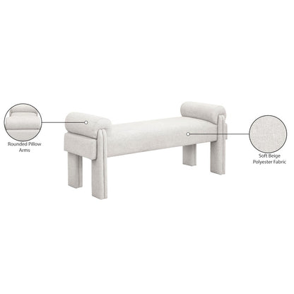 Stefano Beige Polyester Fabric Bench