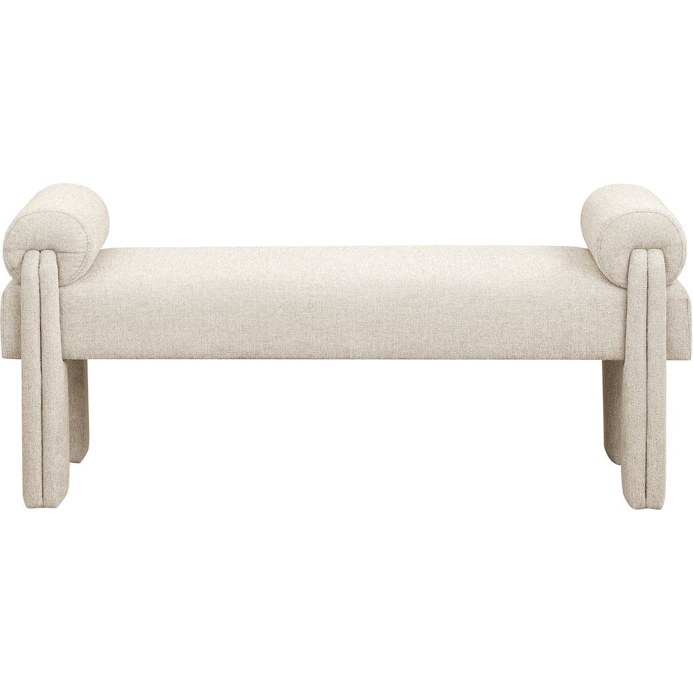 Stefano Beige Polyester Fabric Bench