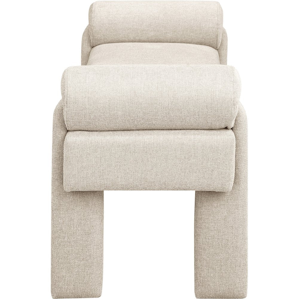 Stefano Beige Polyester Fabric Bench