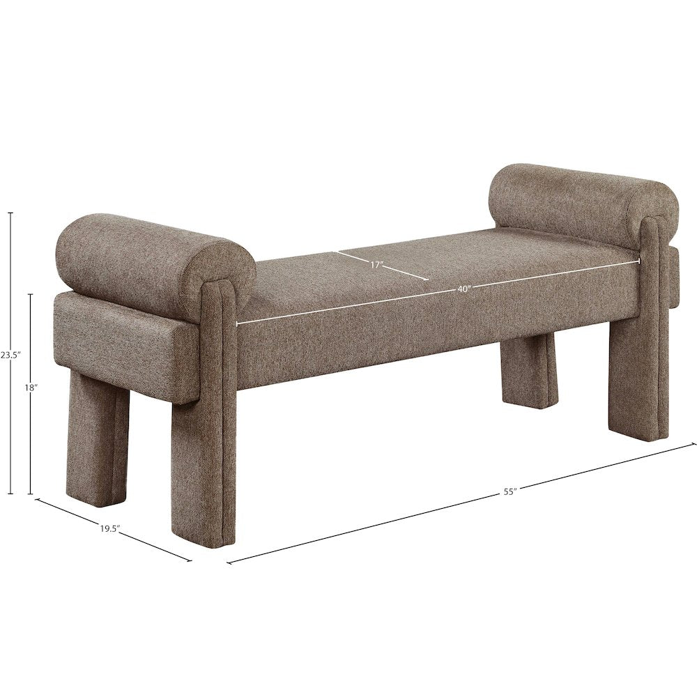 Stefano Brown Polyester Fabric Bench