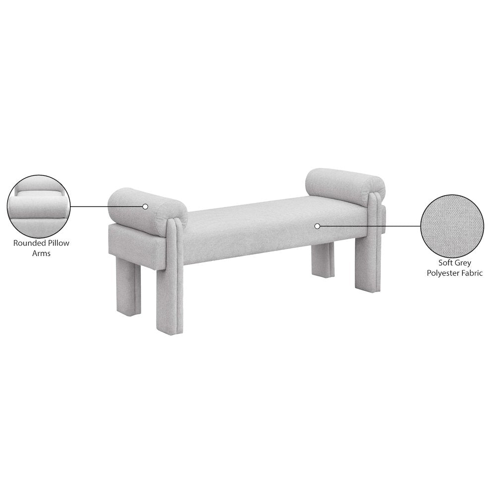Stefano Grey Polyester Fabric Bench
