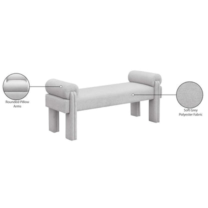 Stefano Grey Polyester Fabric Bench