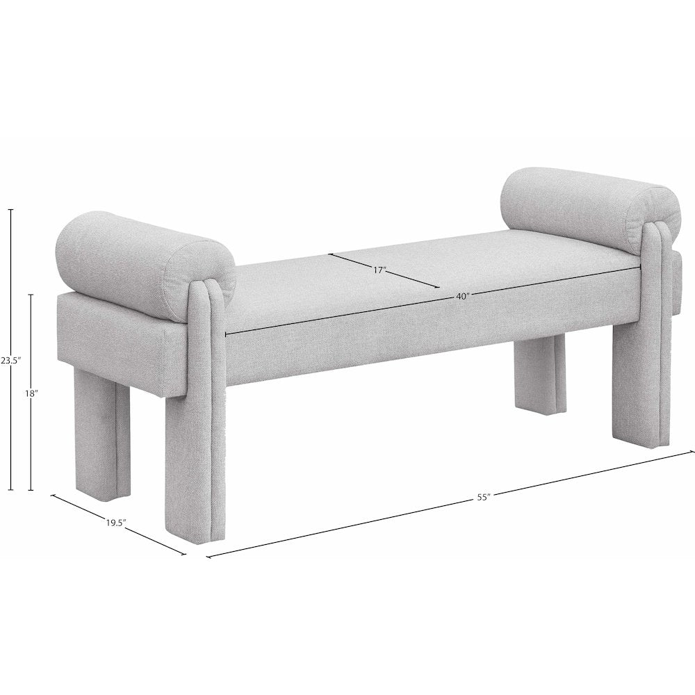 Stefano Grey Polyester Fabric Bench