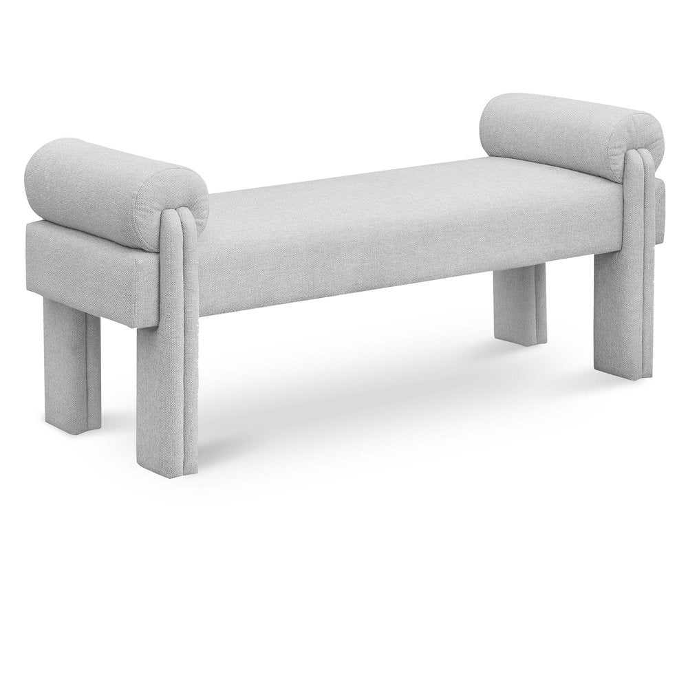 Stefano Grey Polyester Fabric Bench