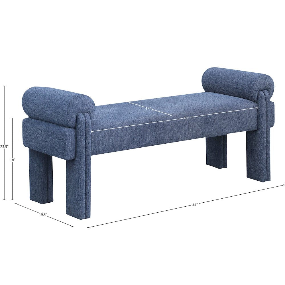Stefano Navy Polyester Fabric Bench