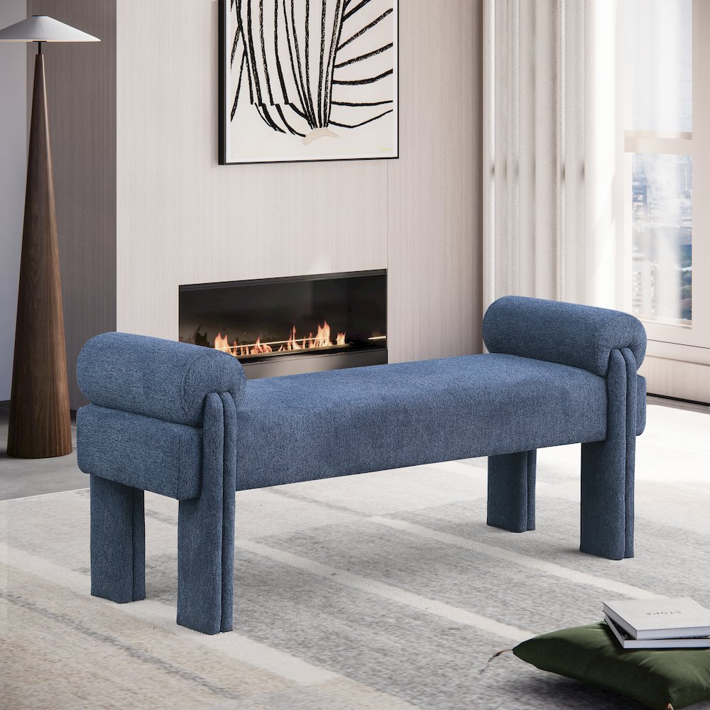 Stefano Navy Polyester Fabric Bench