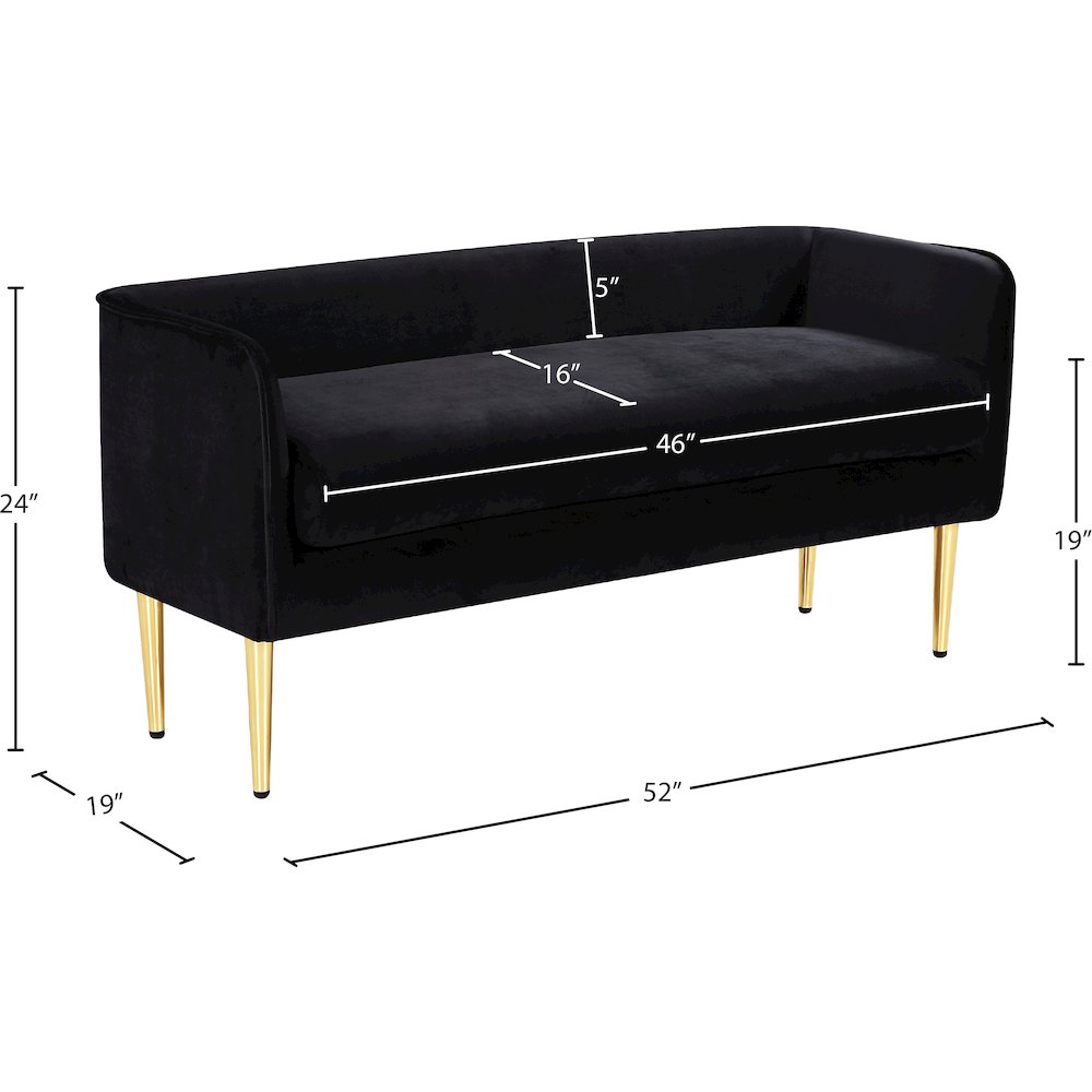 Audrey Black Velvet Bench
