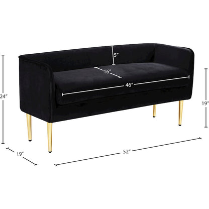 Audrey Black Velvet Bench