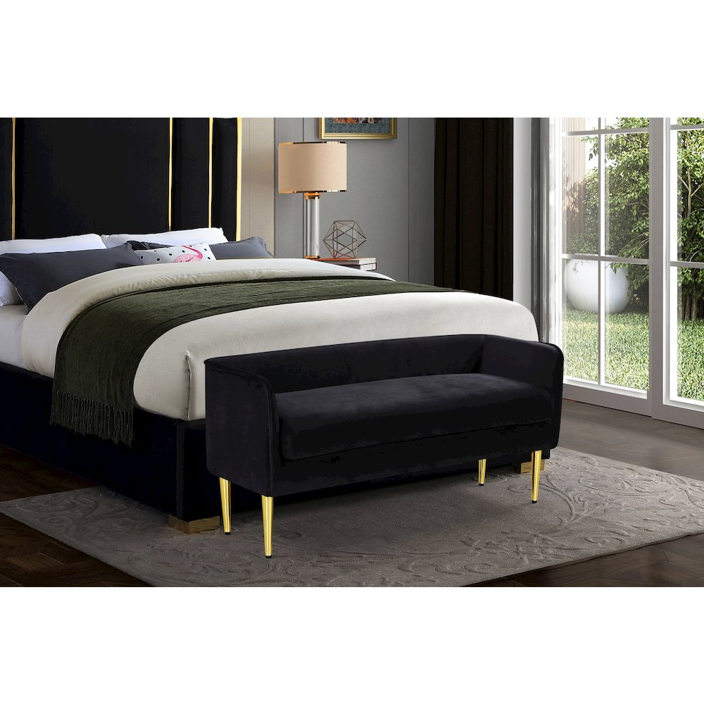 Audrey Black Velvet Bench