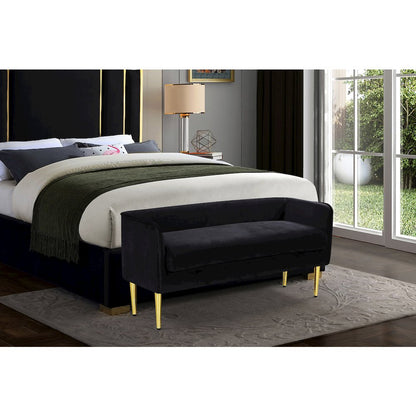 Audrey Black Velvet Bench