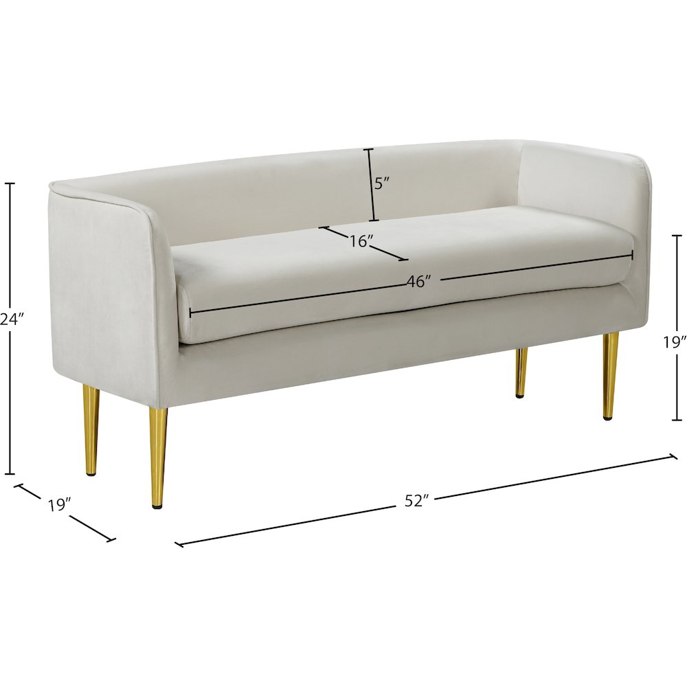 Audrey Cream Velvet Bench