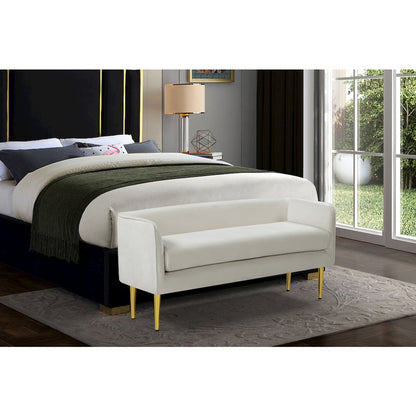 Audrey Cream Velvet Bench