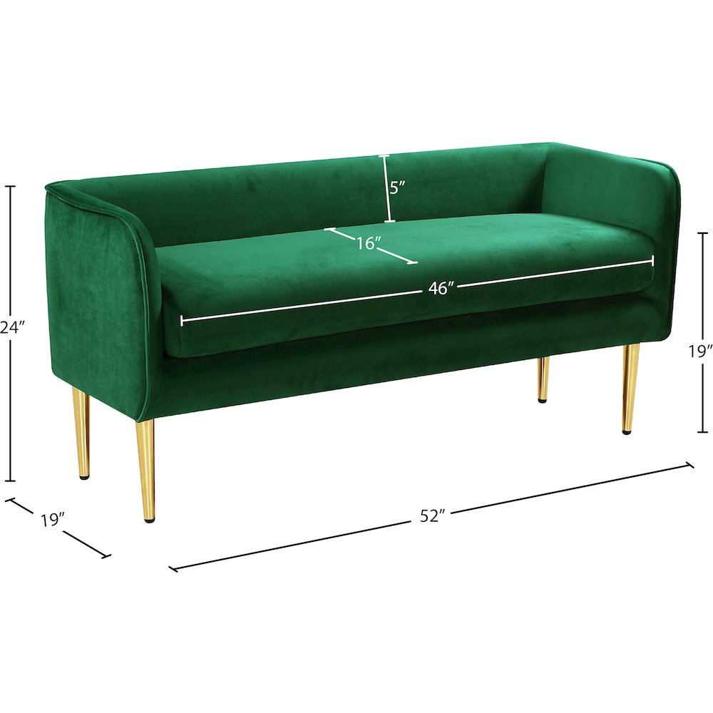 Audrey Green Velvet Bench