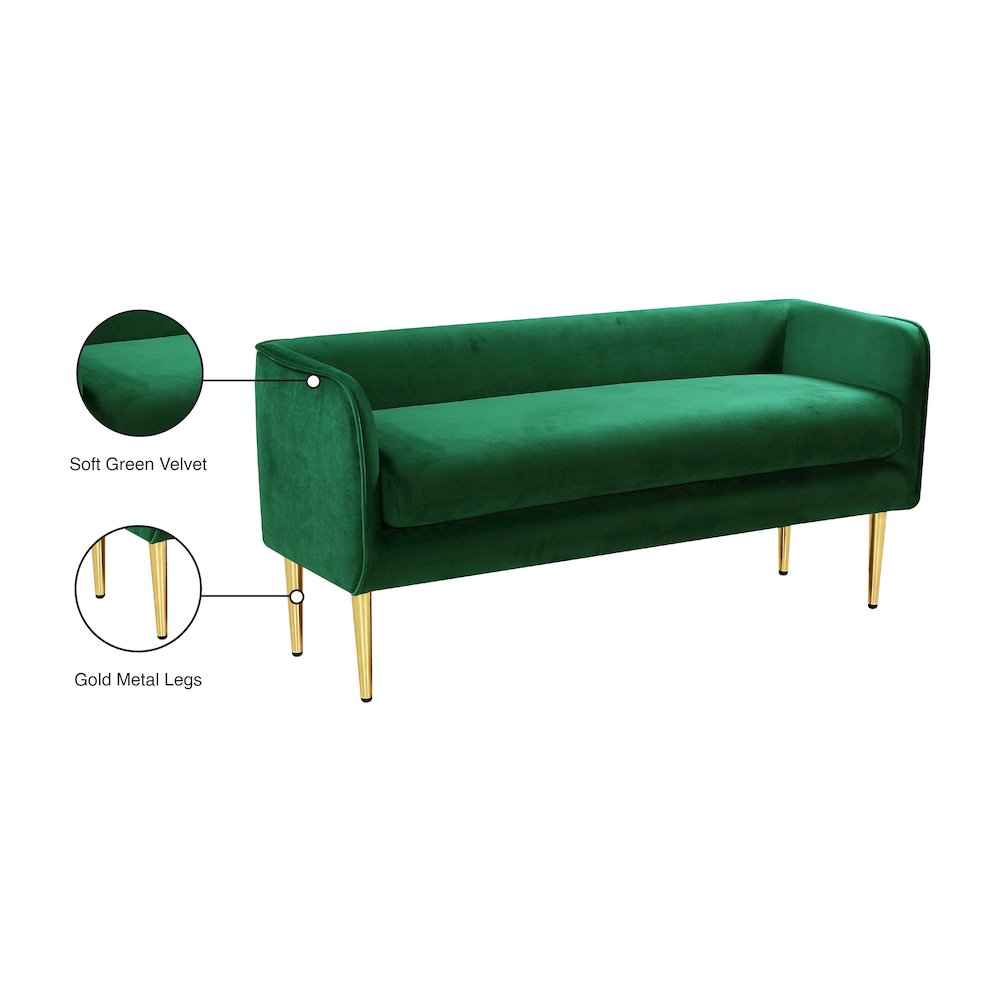Audrey Green Velvet Bench