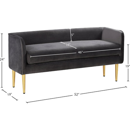 Audrey Grey Velvet Bench