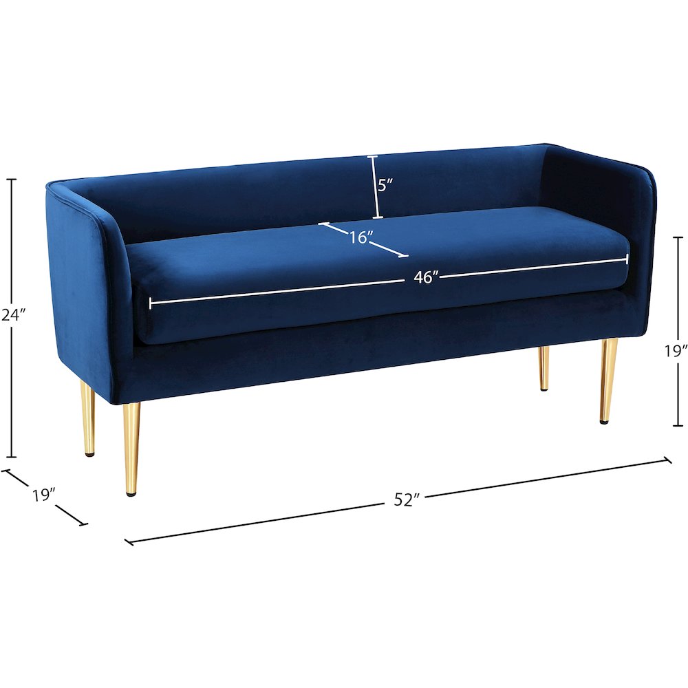 Audrey Navy Velvet Bench