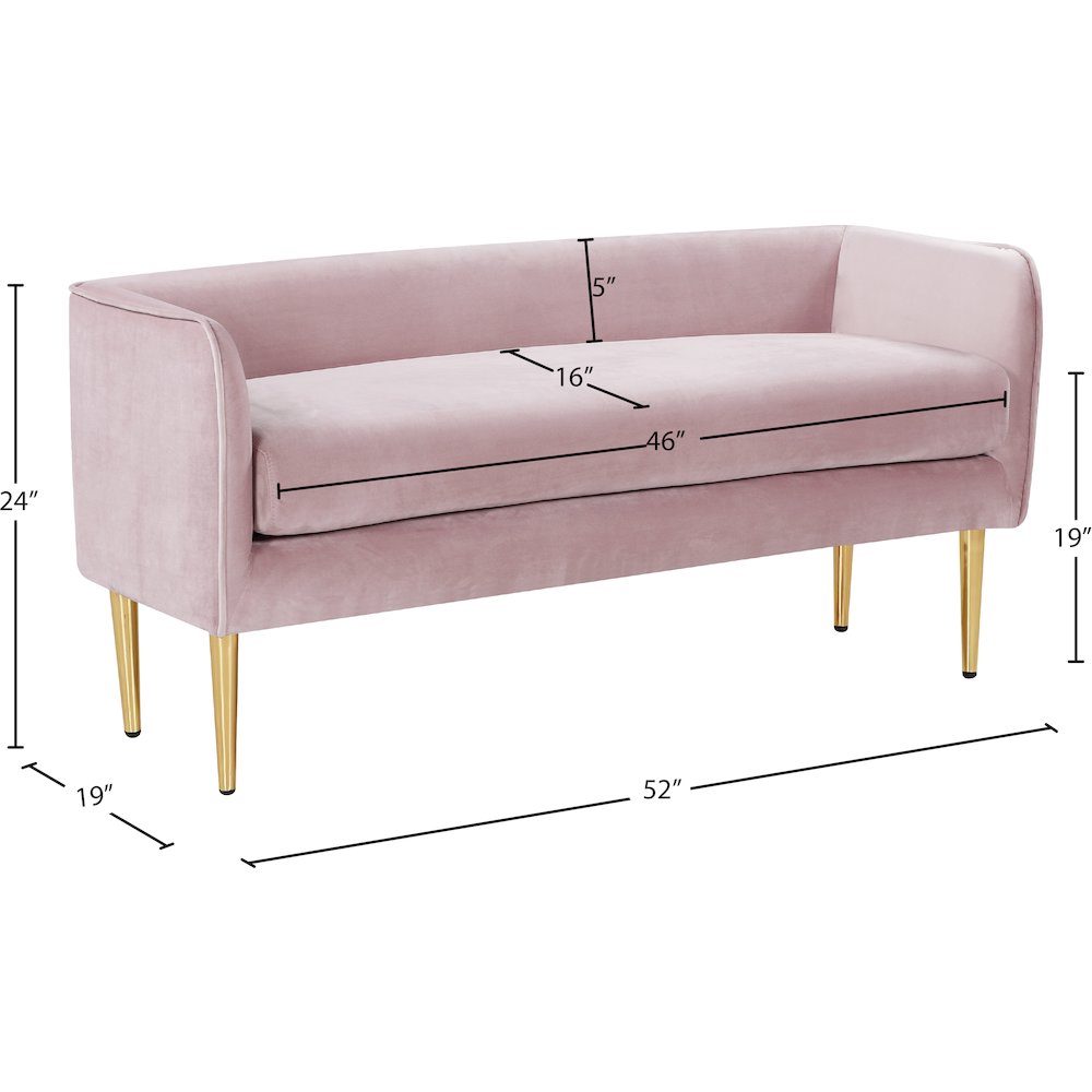 Audrey Pink Velvet Bench