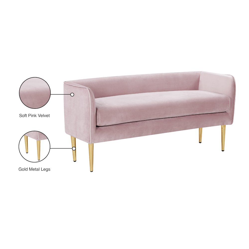 Audrey Pink Velvet Bench