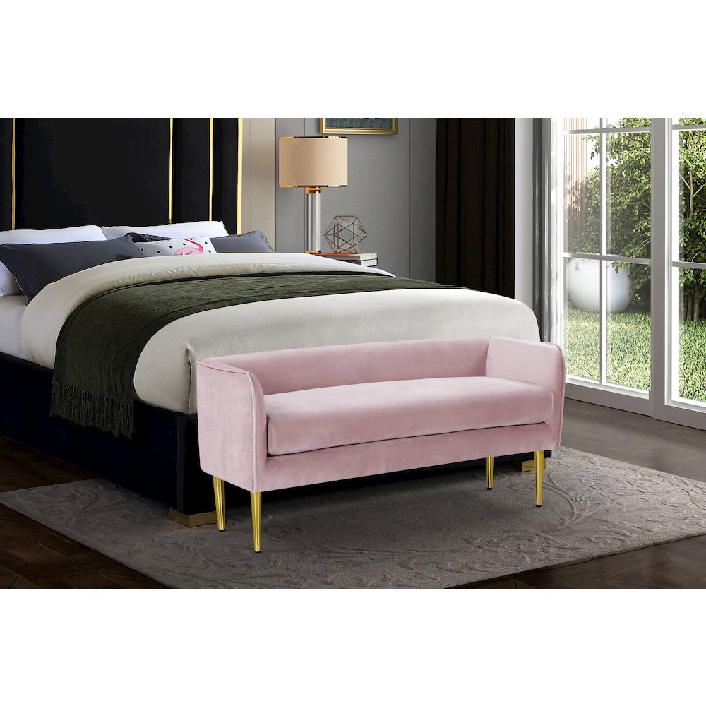 Audrey Pink Velvet Bench