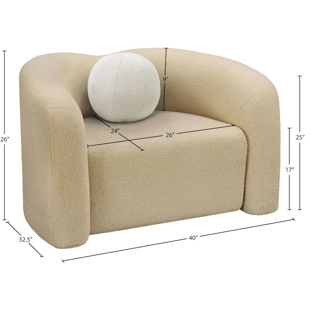 Kali Beige Faux Shearling Teddy Fabric Chair