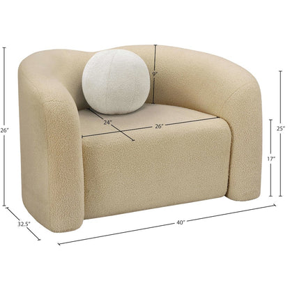 Kali Beige Faux Shearling Teddy Fabric Chair