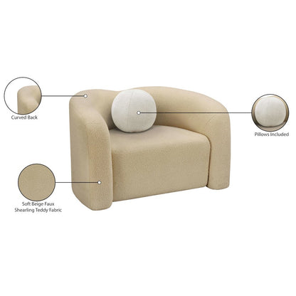 Kali Beige Faux Shearling Teddy Fabric Chair