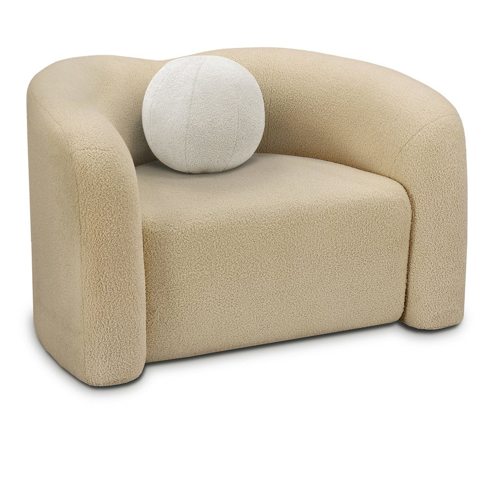 Kali Beige Faux Shearling Teddy Fabric Chair