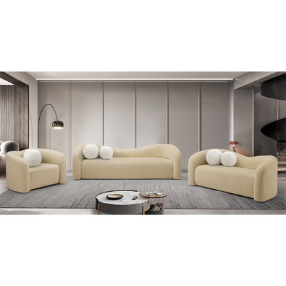 Kali Beige Faux Shearling Teddy Fabric Chair