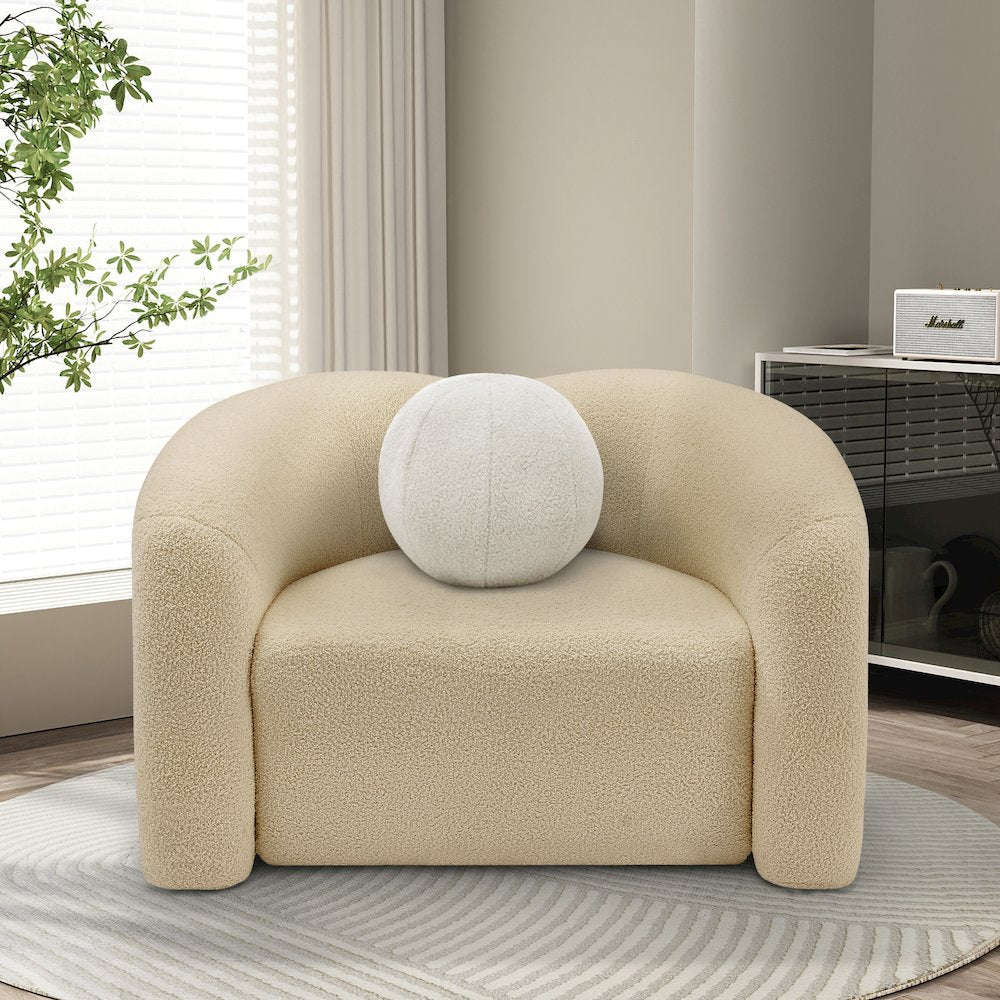 Kali Beige Faux Shearling Teddy Fabric Chair