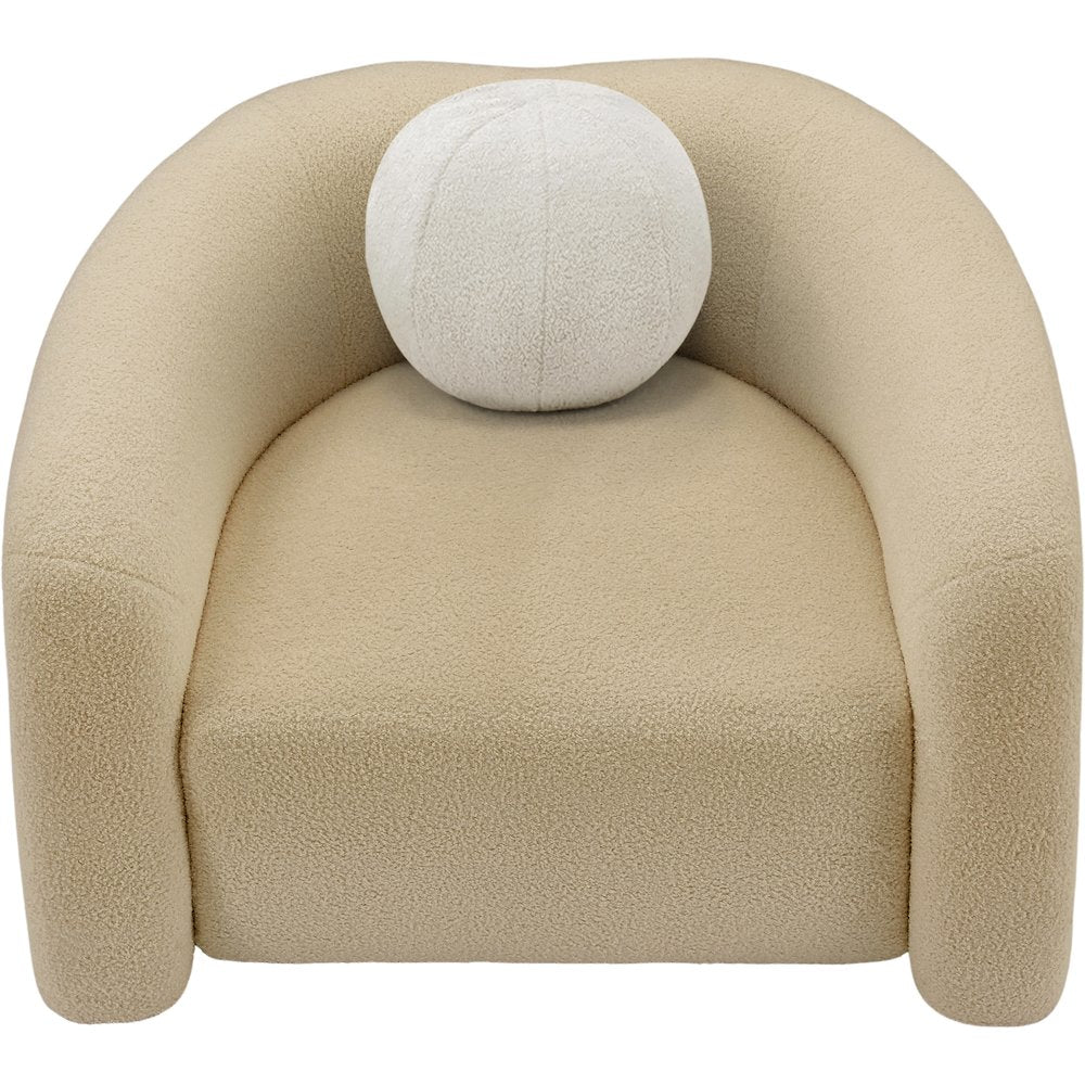 Kali Beige Faux Shearling Teddy Fabric Chair