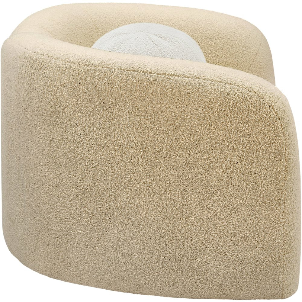 Kali Beige Faux Shearling Teddy Fabric Chair