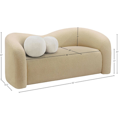Kali Beige Faux Shearling Teddy Fabric Loveseat