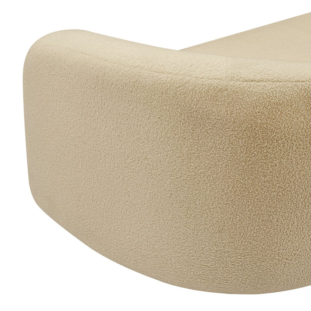 Kali Beige Faux Shearling Teddy Fabric Loveseat