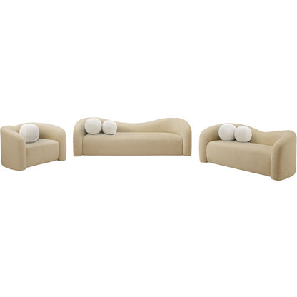 Kali Beige Faux Shearling Teddy Fabric Loveseat