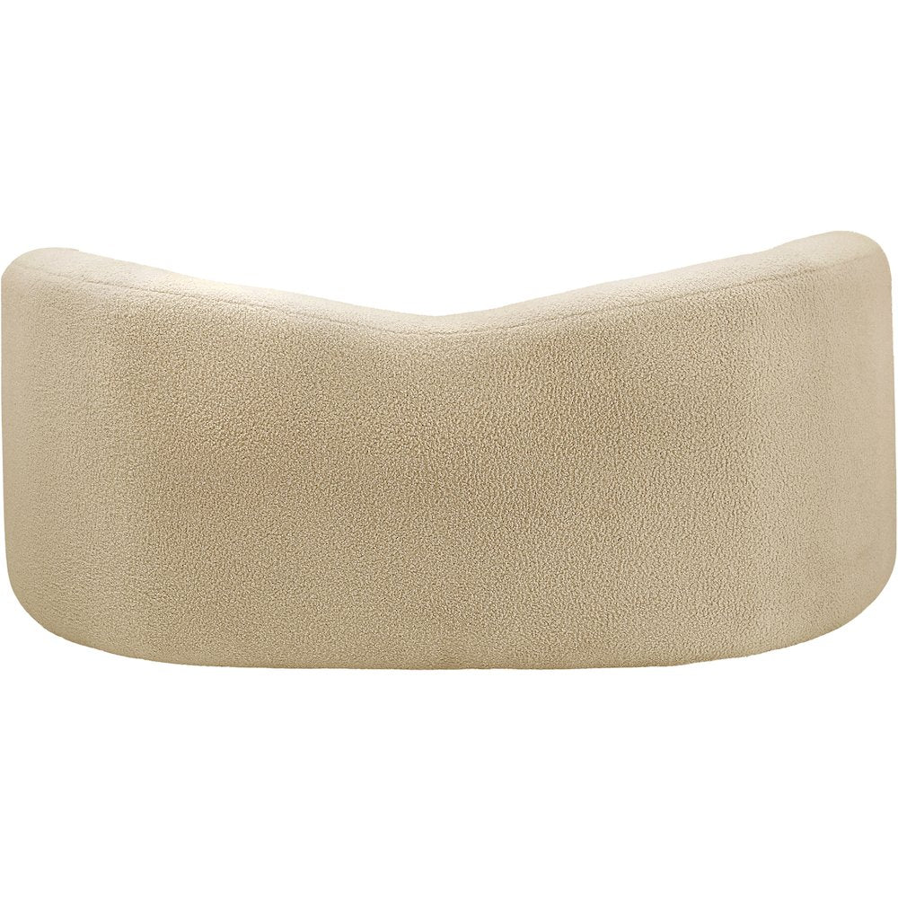 Kali Beige Faux Shearling Teddy Fabric Loveseat