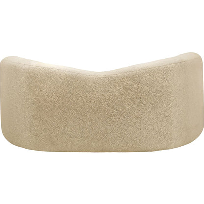 Kali Beige Faux Shearling Teddy Fabric Loveseat