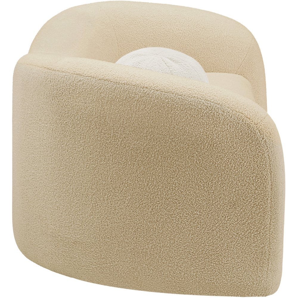 Kali Beige Faux Shearling Teddy Fabric Loveseat